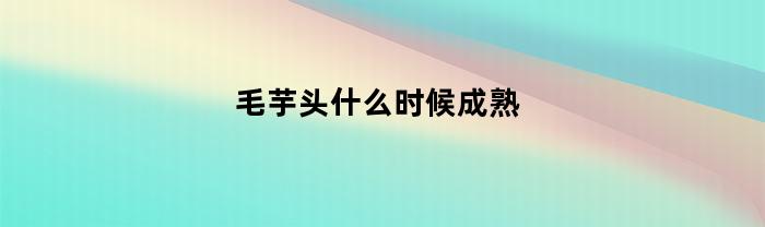 毛芋头什么时候成熟